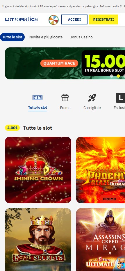 Lottomatica mobile lobby