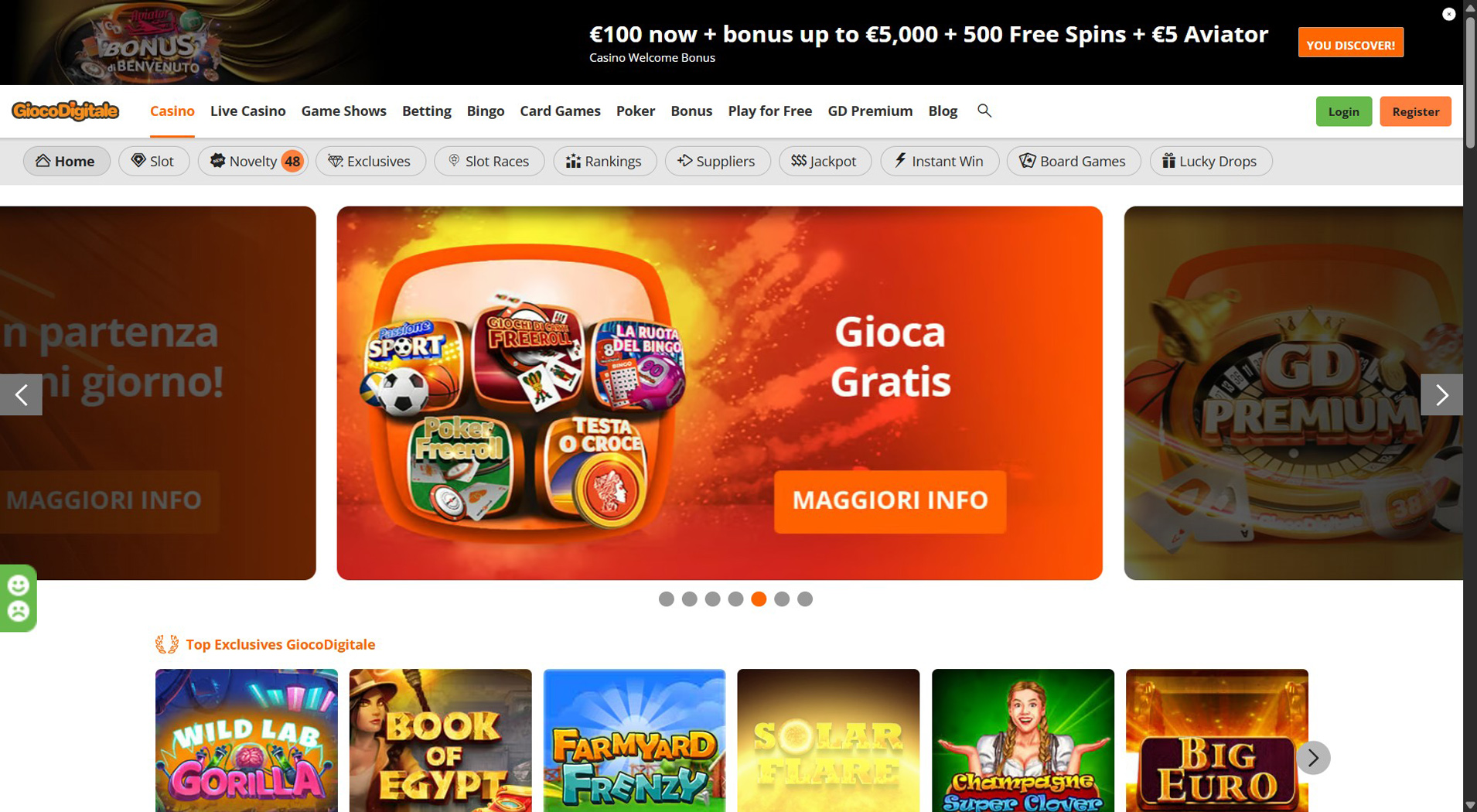 8. Gioco Digitale- Bonus popolare del casinò OnShop