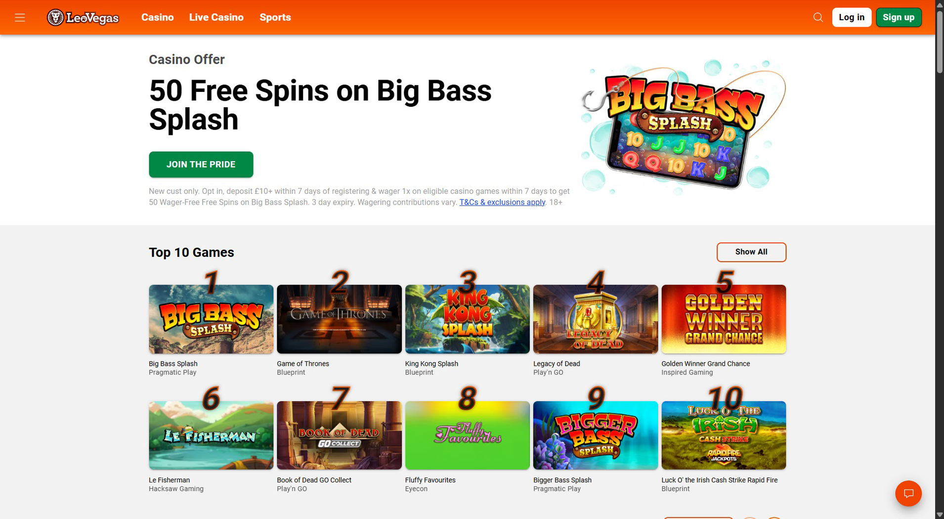 10. LeoVegas- Scelta affidabile del casinò OnShop